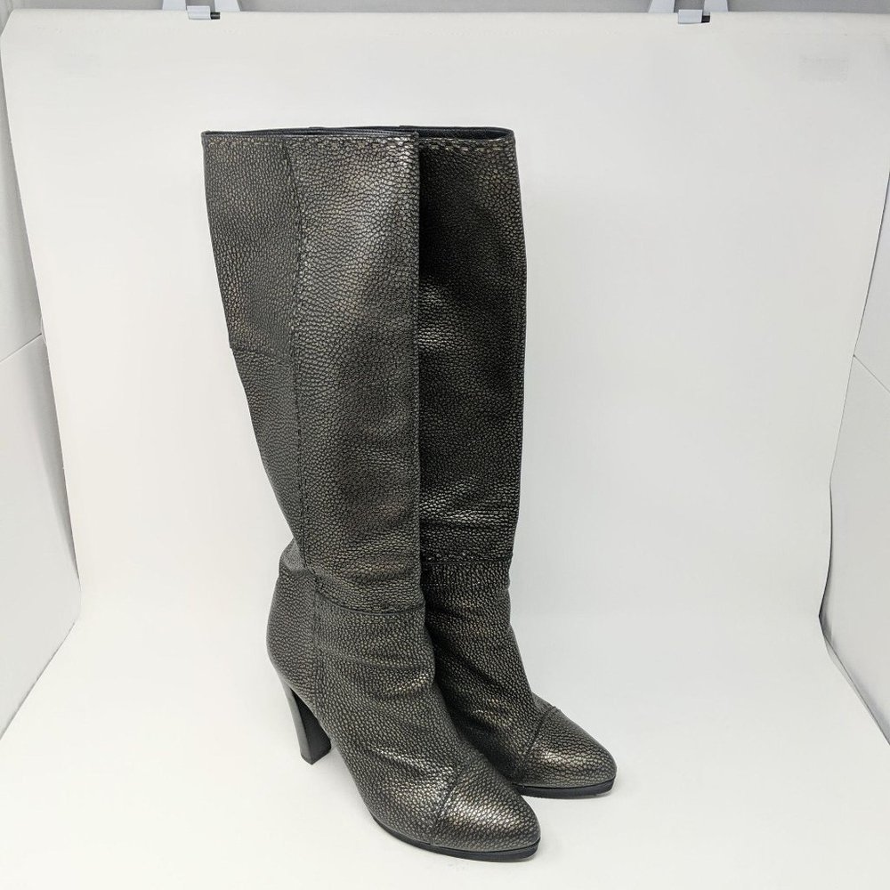 Fendi Selleria Black Gold Metallic Leather Boots